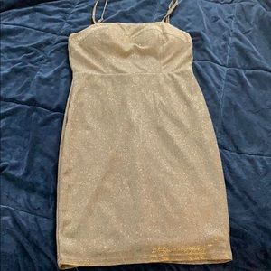 Sparkly silver mini dress